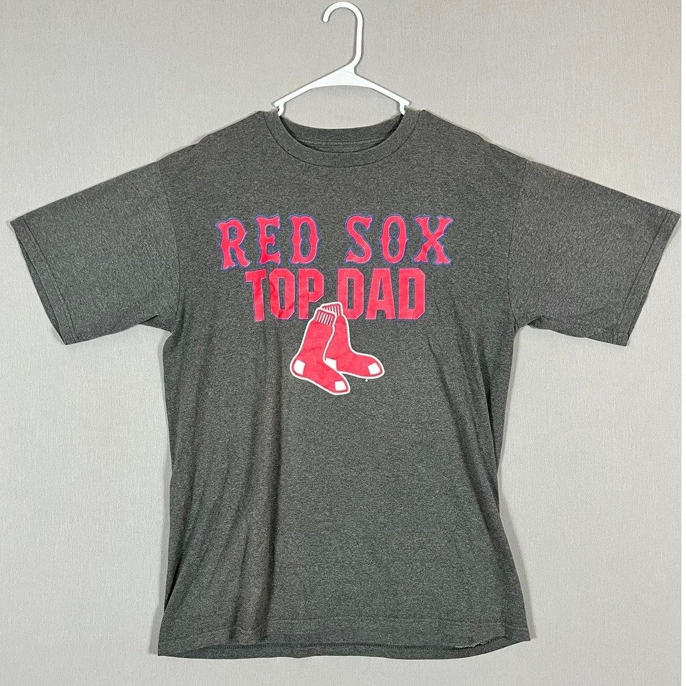 Boston Red Sox T-Shirt Mens Large Gray Top Dad MLB Baseball Graphic Good